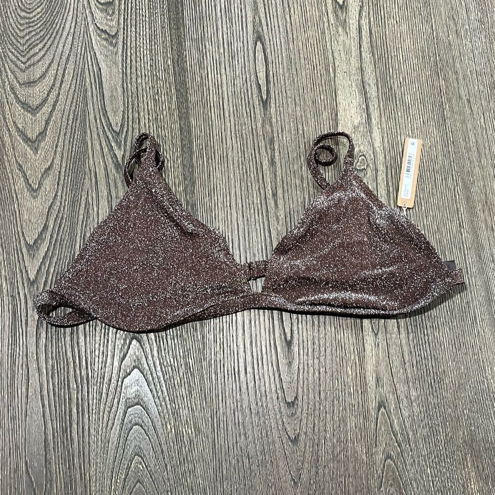 NWT Skims Gliter Swim Triangle Bikini Top Adjustable Straps Lined Cocoa Size 4X